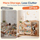 Babyeap 3-in-1 Wooden Toy Storage Organizer, Kids Bookshelf with 3 Removable Bins and Stuffed Animal Storage, Toy Holder for Playroom, Bedroom
