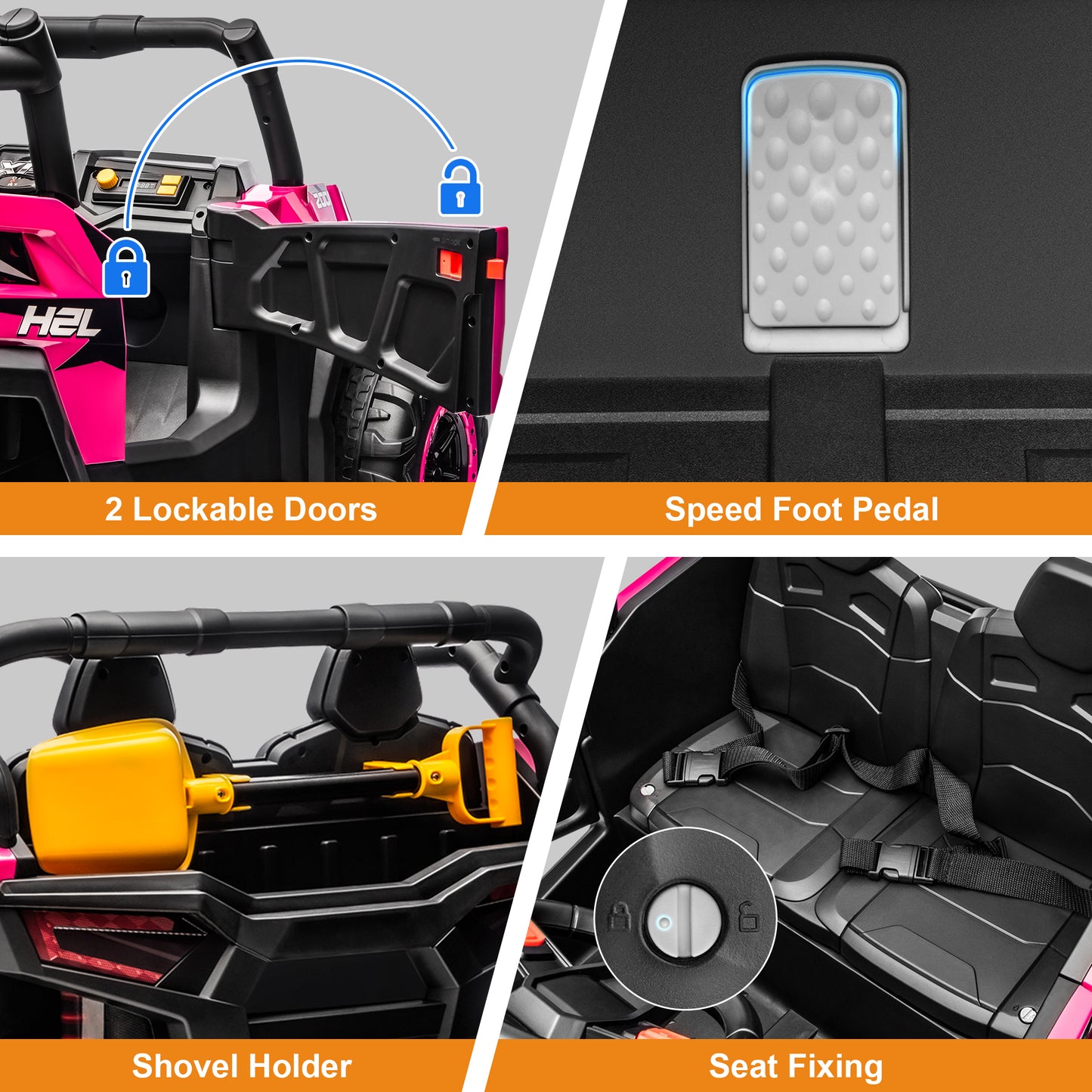 Yexmas 24V Kids Ride on Car Truck,2 Seater Kids Electric Car with Remote Control,Toddler Ride on Car with 110lb Weight Capacity,Pink