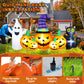 Yexmas 8FT Long Halloween Inflatable Pumpkin with Ghost and Black Cat,Outdoor Halloween Decoration with LED Lights for Yard Lawn Garden Porch Party Decor