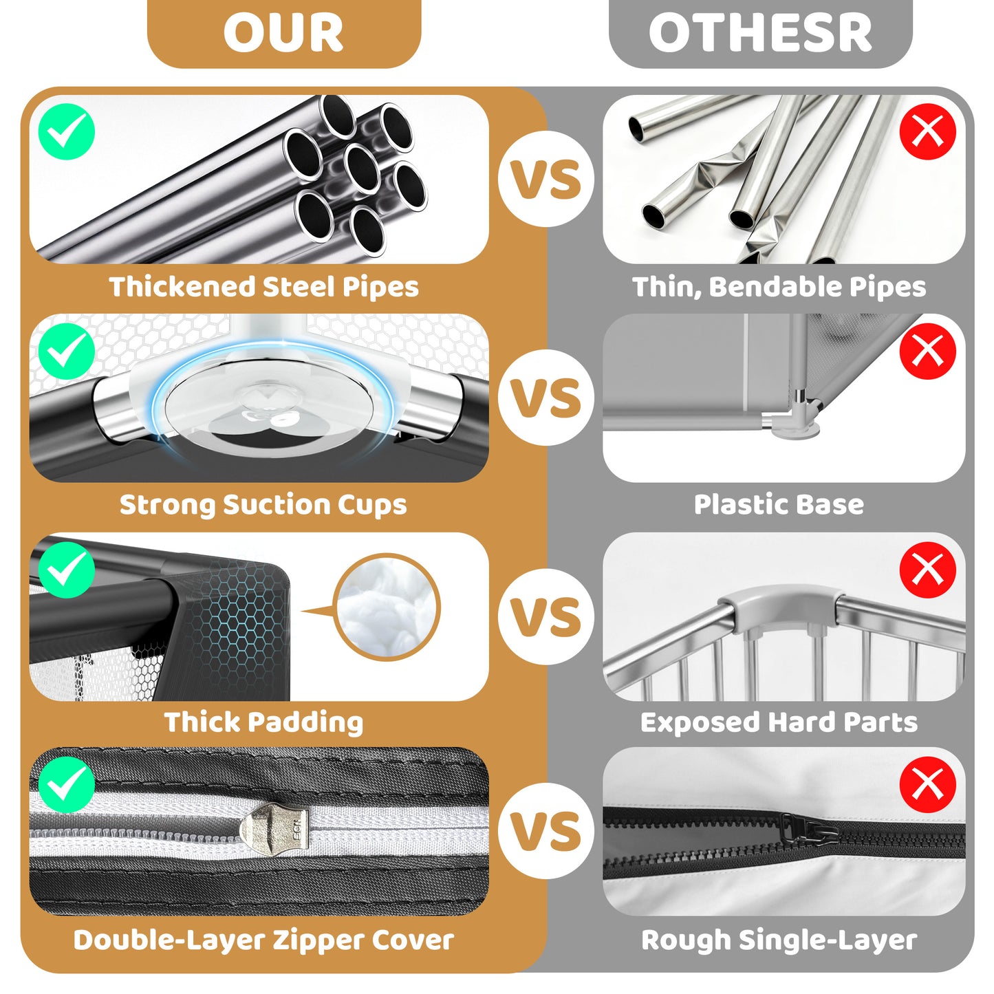 babyeap 50 Inch Baby Playpen,Fence Baby Play Yard for Indoors Outdoors,Hexagonal Toddler Playpen,Black