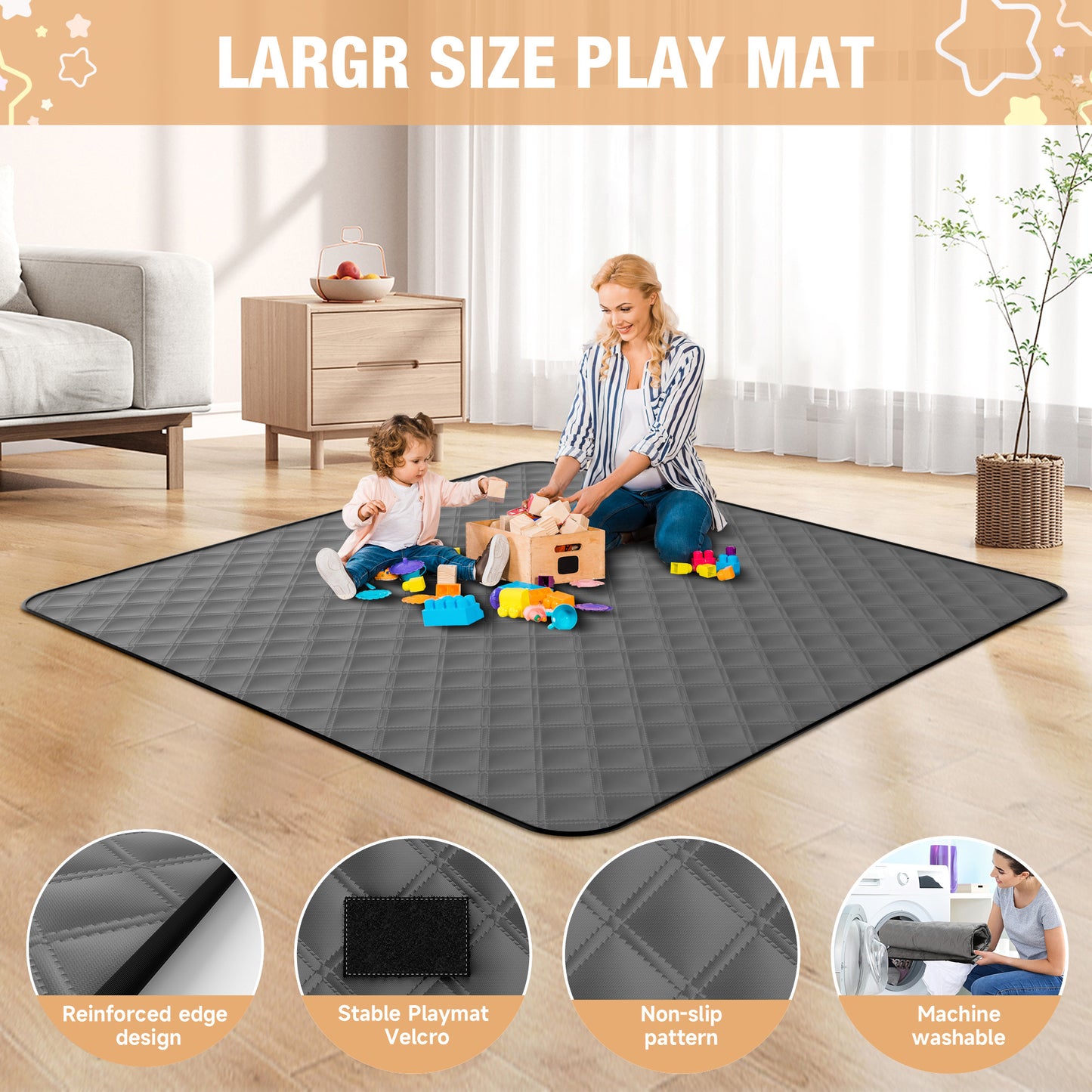 Babyeap Baby Playpen With Mat,50"x50"Play Pen for Babies and Toddlers,Play Yard With Gate for Indoor Outdoor,Dark Gray