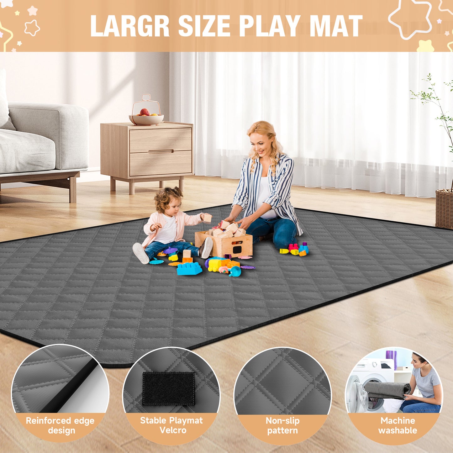 Babyeap Large Baby Playpen with Mat,71"x50"Playpen for Babies and Toddlers,Baby Play Yard Baby Fence Play Area Indoor Outdoor,Dark Gray