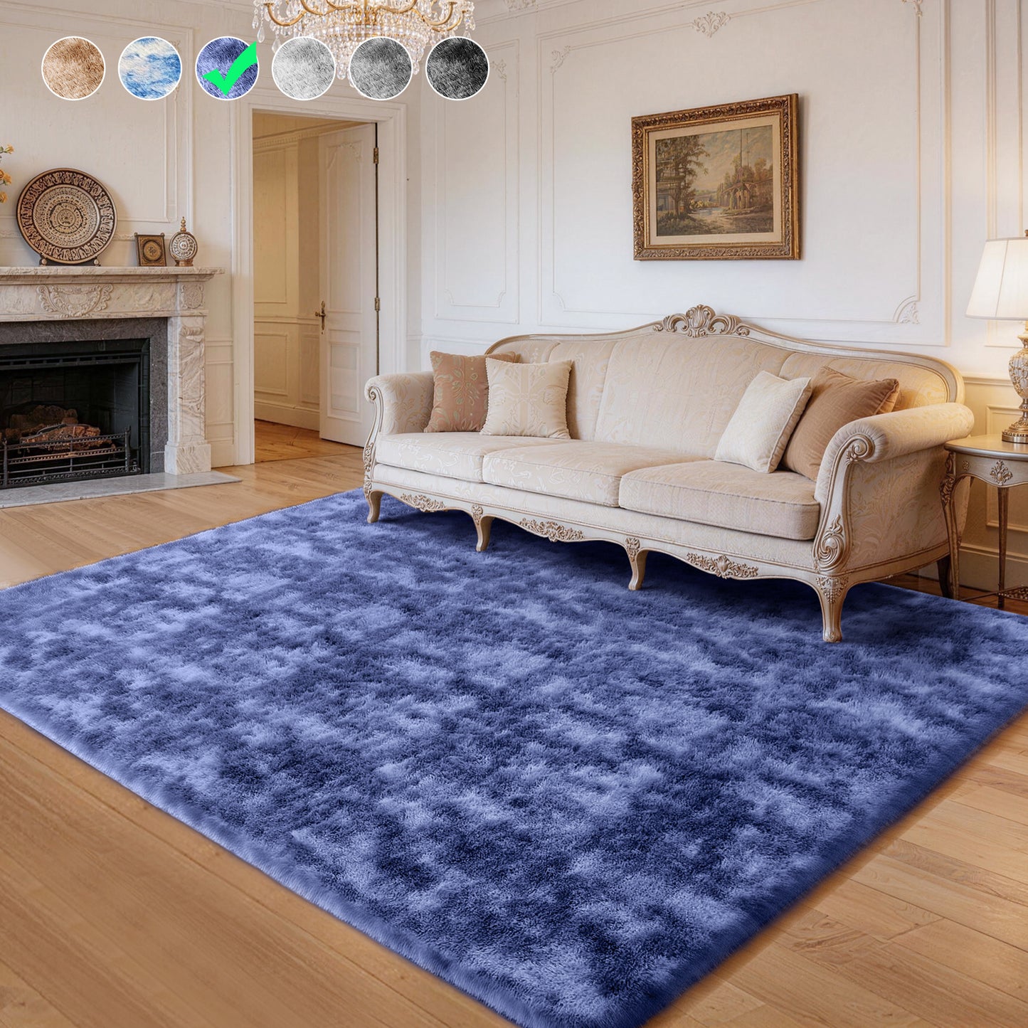 Cozydesg 4ftx6ft Large Area Rugs,Shag Fluffy Rugs for Living Room Bedroom, Modern Indoor Floor Rugs Soft Carpet Home Decro,Light Blue