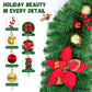 Yexmas 9FT Pre-Lit Christmas Garland with LED Lights,Decorated with Red Poinsettias,Berries and Ball Ornaments,Battery Operated Xmas Garland for Mantel,Stair,Door