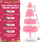 Yexmas 9ft Pre-Lit Pink Christmas Tree,Artificial Christmas Tree with 2000 PVC Branches,650 Multicolor Lights,Metal Hinges,Xmas Tree for Home,Holiday Party Decorations