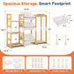 Babyeap 3-in-1 Wooden Toy Storage Organizer, Kids Bookshelf with 3 Removable Bins and Stuffed Animal Storage, Toy Holder for Playroom, Bedroom