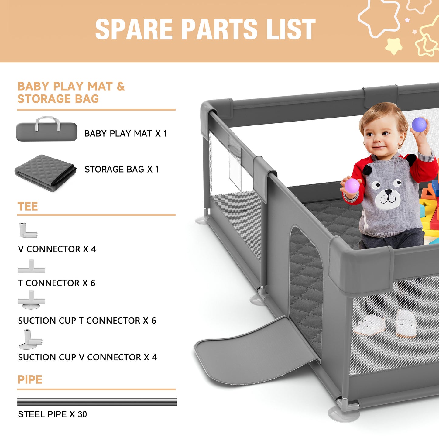 Babyeap Large Baby Playpen with Mat,71"x50"Playpen for Babies and Toddlers,Baby Play Yard Baby Fence Play Area Indoor Outdoor,Dark Gray