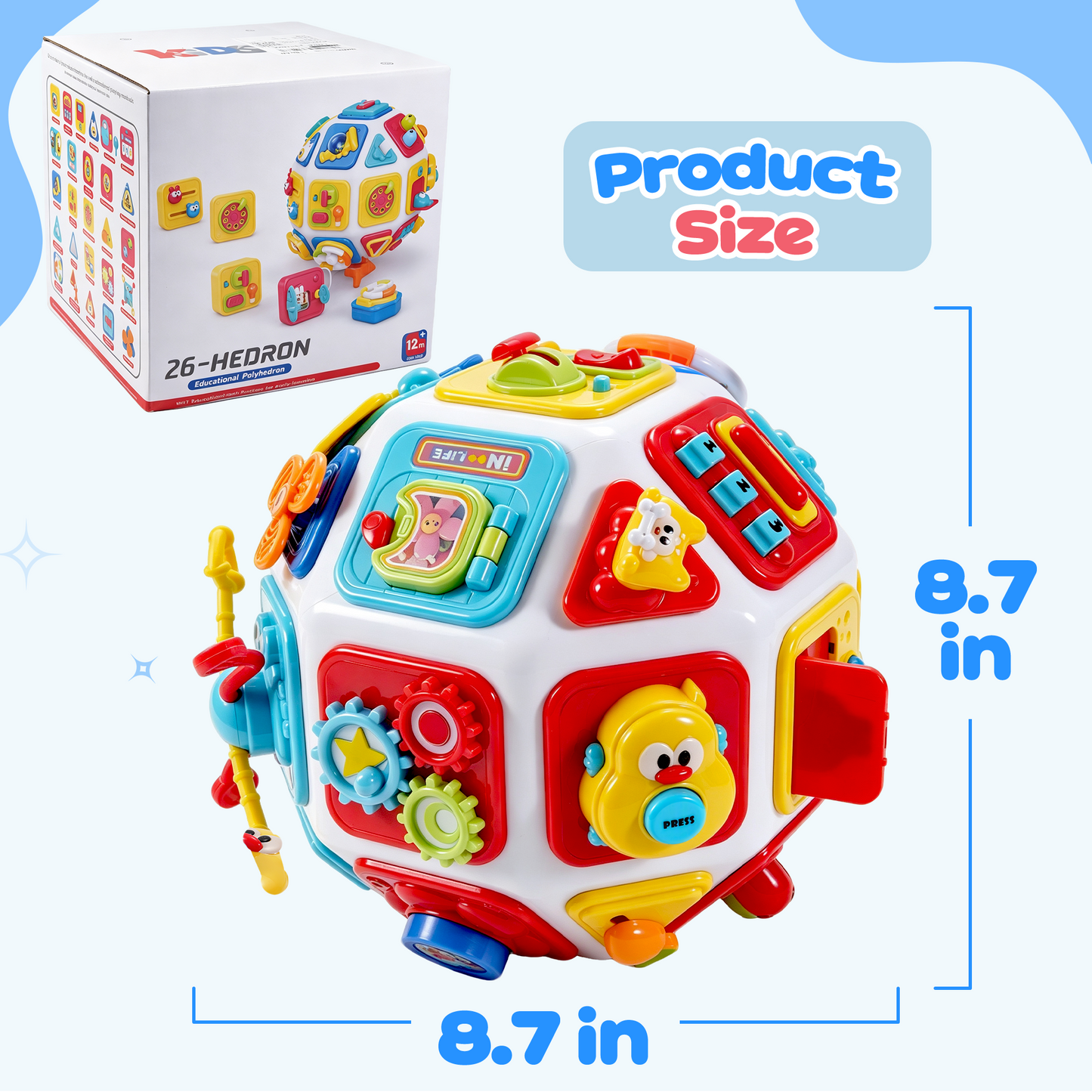 Yexmas 26-in-1 Montessori Baby Busy Cube, Toddler Activity Cube, Sensory Activity Toys for Toddlers, Early Educational Toys, Birthday Christmas Gift for Boys Girls