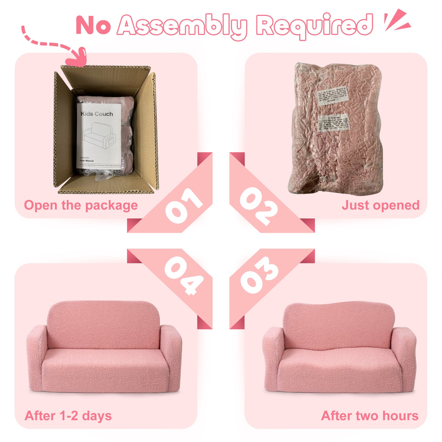 Babyeap Extra Wide Kids Chair,2-in-1 Convertible Toddler Chairs,Soft Comfy Kids Couch, Kids Sofa for Boys & Girls 3+,Pink