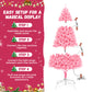 Yexmas 7.5ft Pre-Lit Pink Christmas Tree,Artificial Christmas Tree with 1600 PVC Branches,450 Multicolor Lights,Metal Hinges,Xmas Tree for Home,Holiday Party Decorations