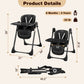 Babyeap Baby High Chair, Convertible Adjustable Feeding Chair with Removable Double Tray, Adjustable & Foldable Design Converts to Toddler Chair, for Babies & Toddlers,Gray