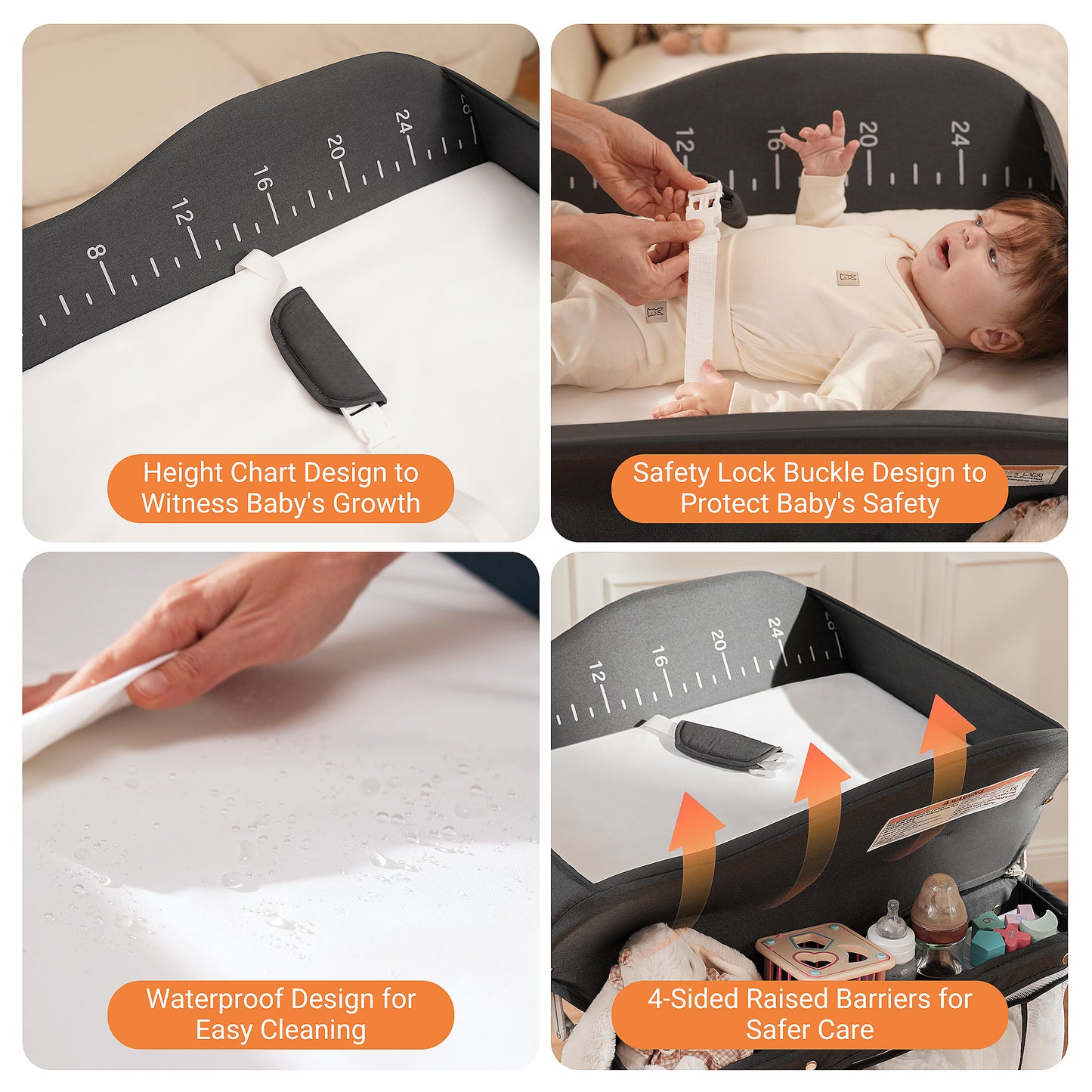 Babyeap Baby Changing Table with Wheels, Portable Foldable Diaper Changing Station with Adjustable Height & Waterproof Pad, Nursery Organizer Storage for Newborn & Infant