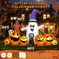 Yexmas 8 FT Long Halloween Inflatable Ghost with Witch Hat, 6 Pumpkins Halloween Blow Ups with Black Cat for Halloween Party Outdoor Yard Garden Lawn Decor