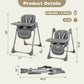 Babyeap Baby High Chair, Convertible Adjustable Feeding Chair with Removable Double Tray, Adjustable & Foldable Design Converts to Toddler Chair, for Babies & Toddlers,Gray