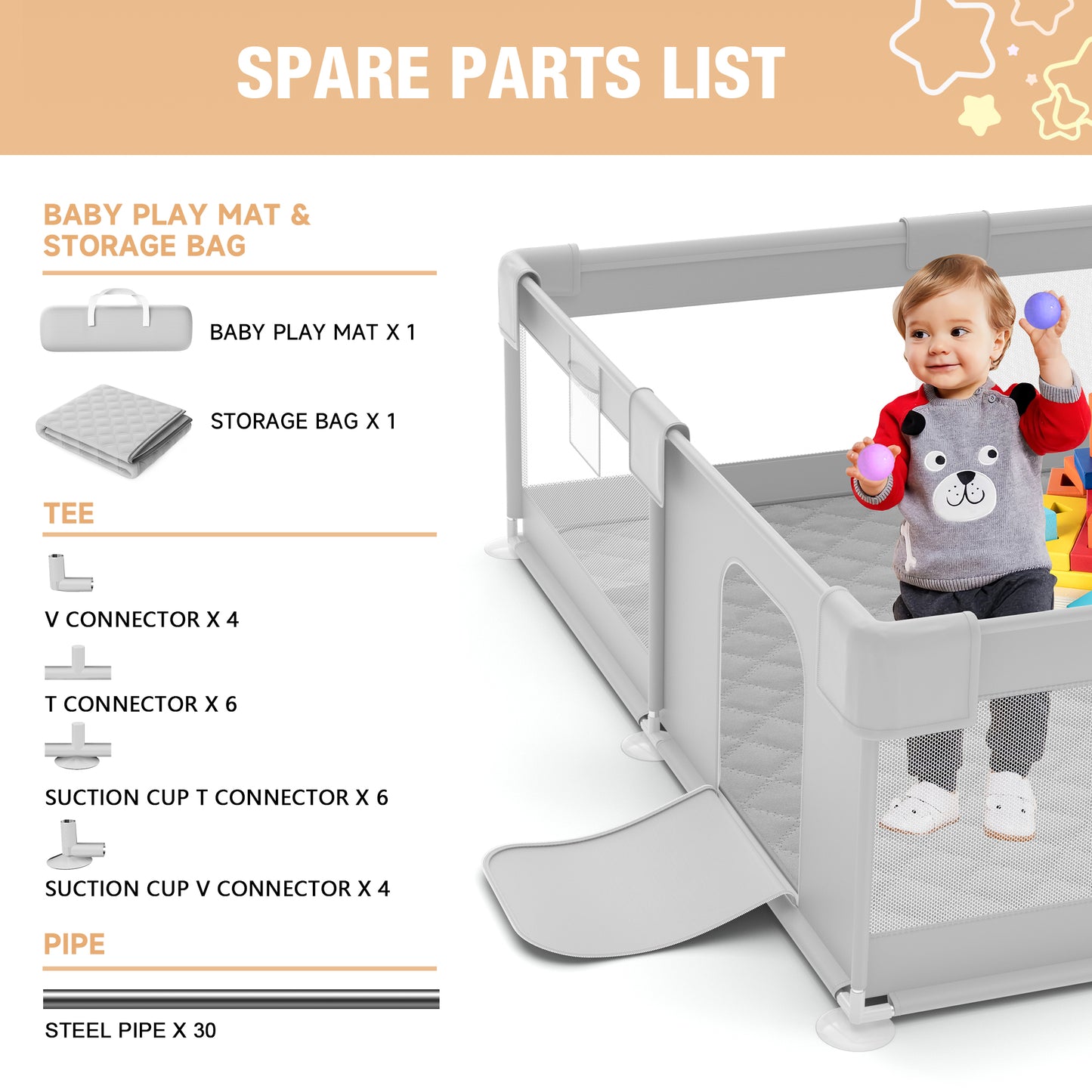 Babyeap Large Baby Playpen with Mat,71"x50"Playpen for Babies and Toddlers,Baby Play Yard Baby Fence Play Area Indoor Outdoor,LightGray