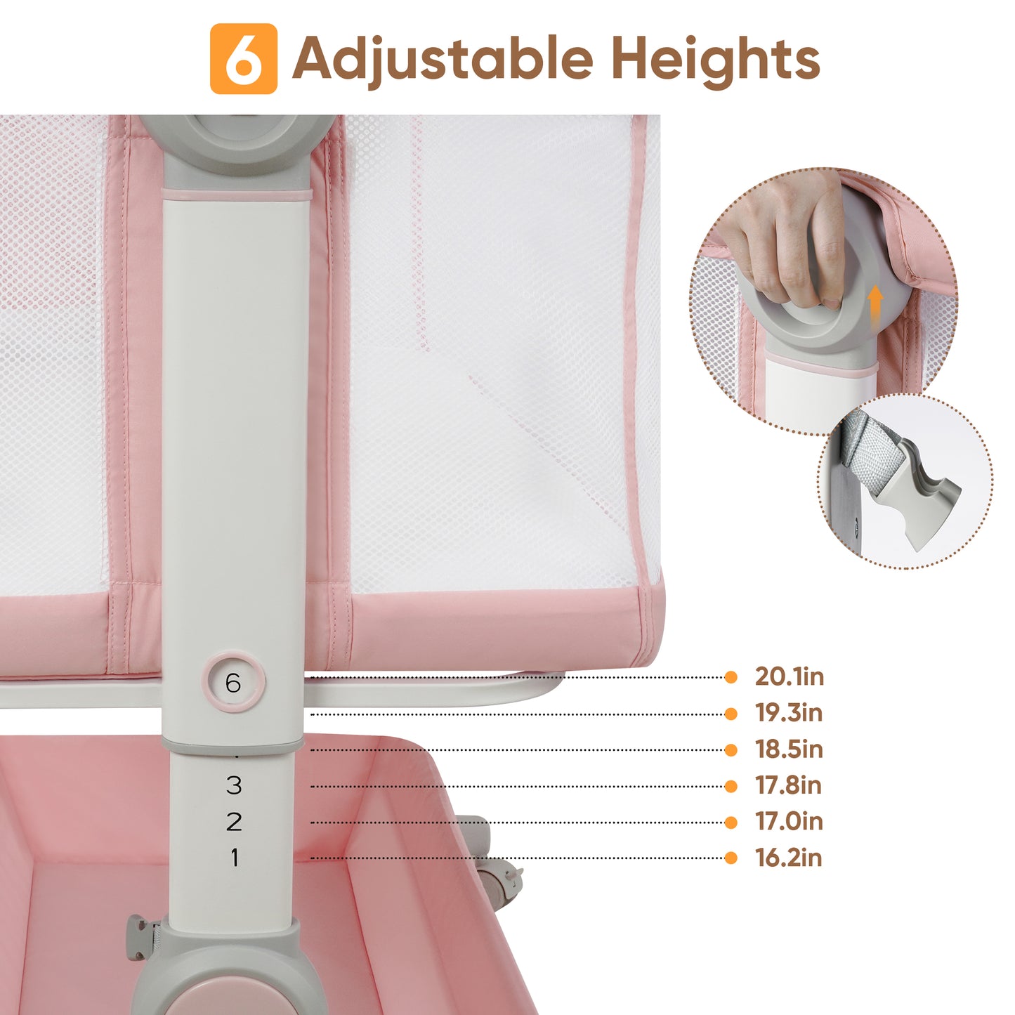 Babyeap 3 in 1 Baby Bassinet,Baby Basinet Bedside Sleeper, Standalone Baby Crib,6 Height Adjustable Portable Crib for Newborn