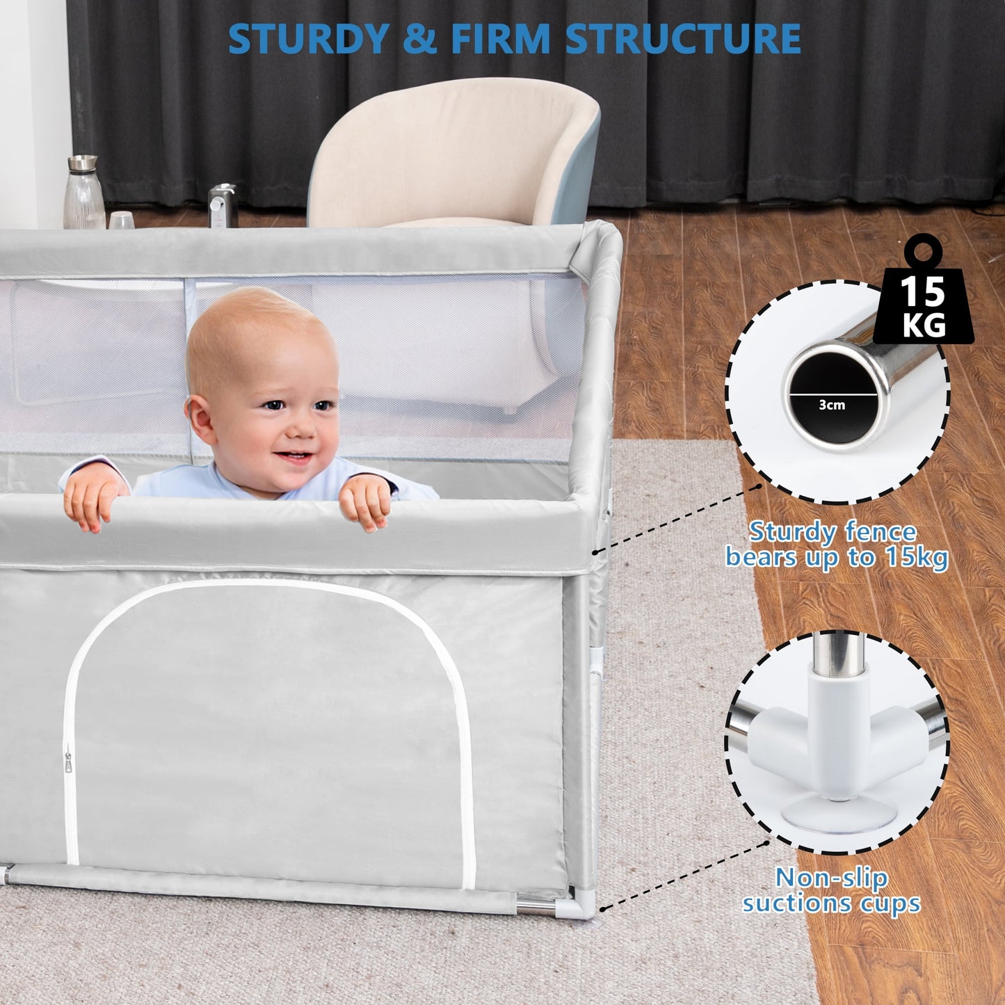 Babyeap Baby Playpen Large Play Yard Fence for Toddlers,71"x50"