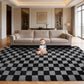 CozyDesg Shag Area Rugs,5'x8'/8' x 10' Soft Fluffy Floor Rugs Checkered Carpet，Washable Area Rugs for Living Room Bedroom Decor,Beige & White