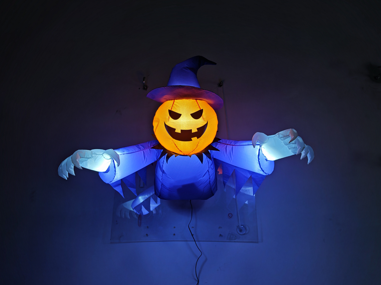 Yexmas 7ft Long Halloween Inflatables,Blow Up Yard Outdoor Decorations Inflatable Pumpkins with Witch Hat with Build-in LEDs for Yard Halloween Decor