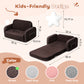 Babyeap Extra Wide Kids Chair,2-in-1 Convertible Toddler Chairs,Soft Comfy Kids Couch, Kids Sofa for Boys & Girls 3+,Brown
