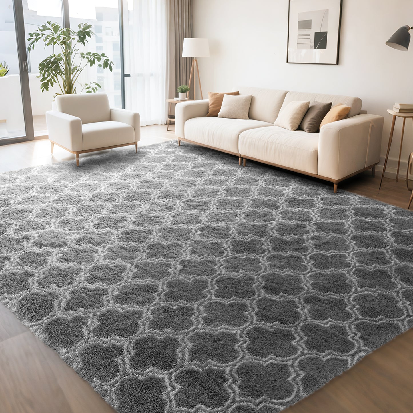 CozyDesg Area Rugs for Living Room，Black Rugs Shag Fluffy Shaggy Bedside Carpet, Large rug for Living Room Bedroom Dining Room Office Home Decor