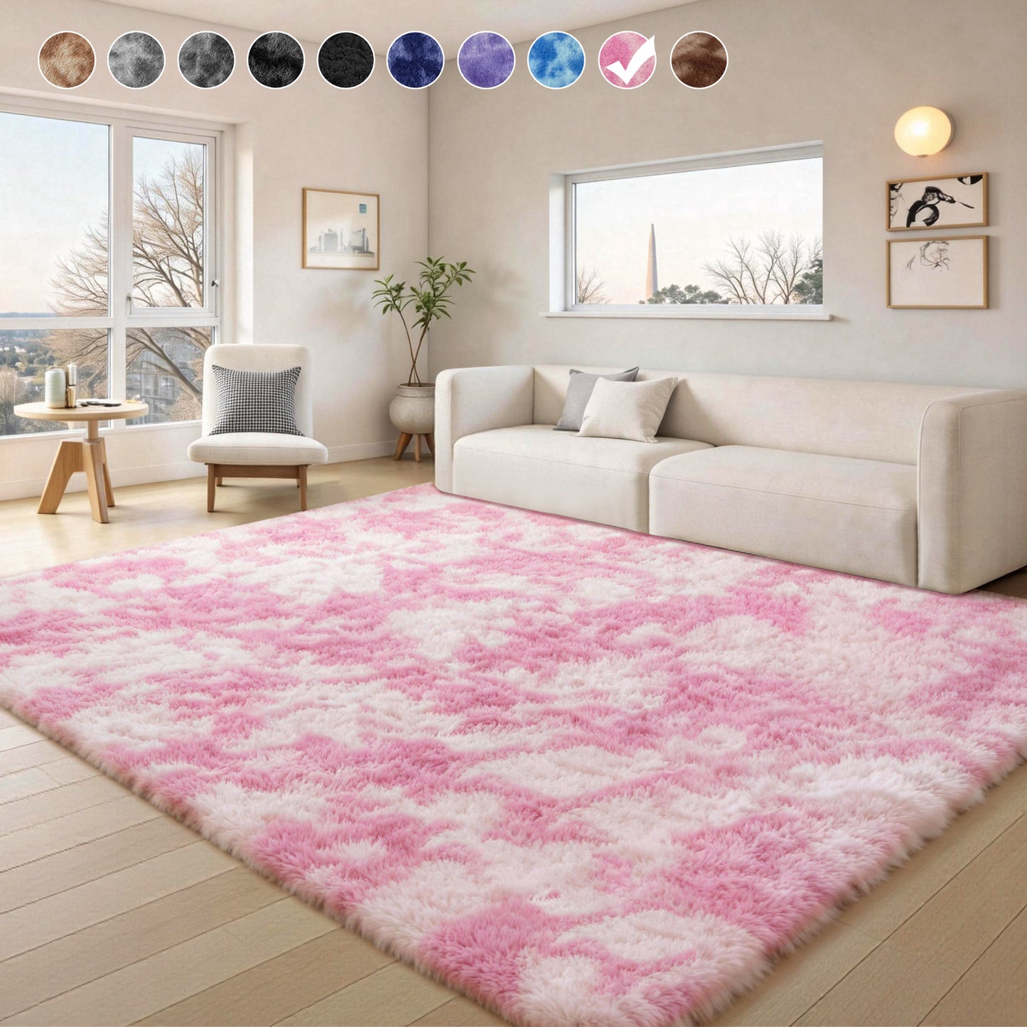 CozyDesg Area Rugs, Soft Fluffy Area Rugs Floor Mat Floor Rugs for Living Room Bedroom Kids Room Nursery Modern Decor Carpet