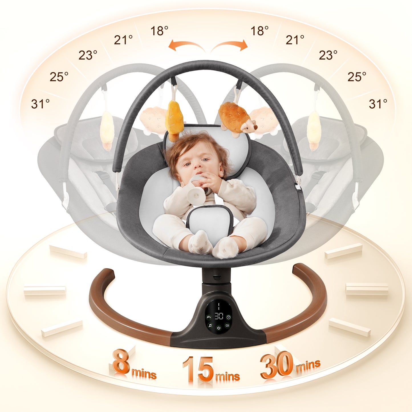Babyeap Baby Swing for Infants, Electric Swing with 5 Sway Speed, 10 Lullabies, Black