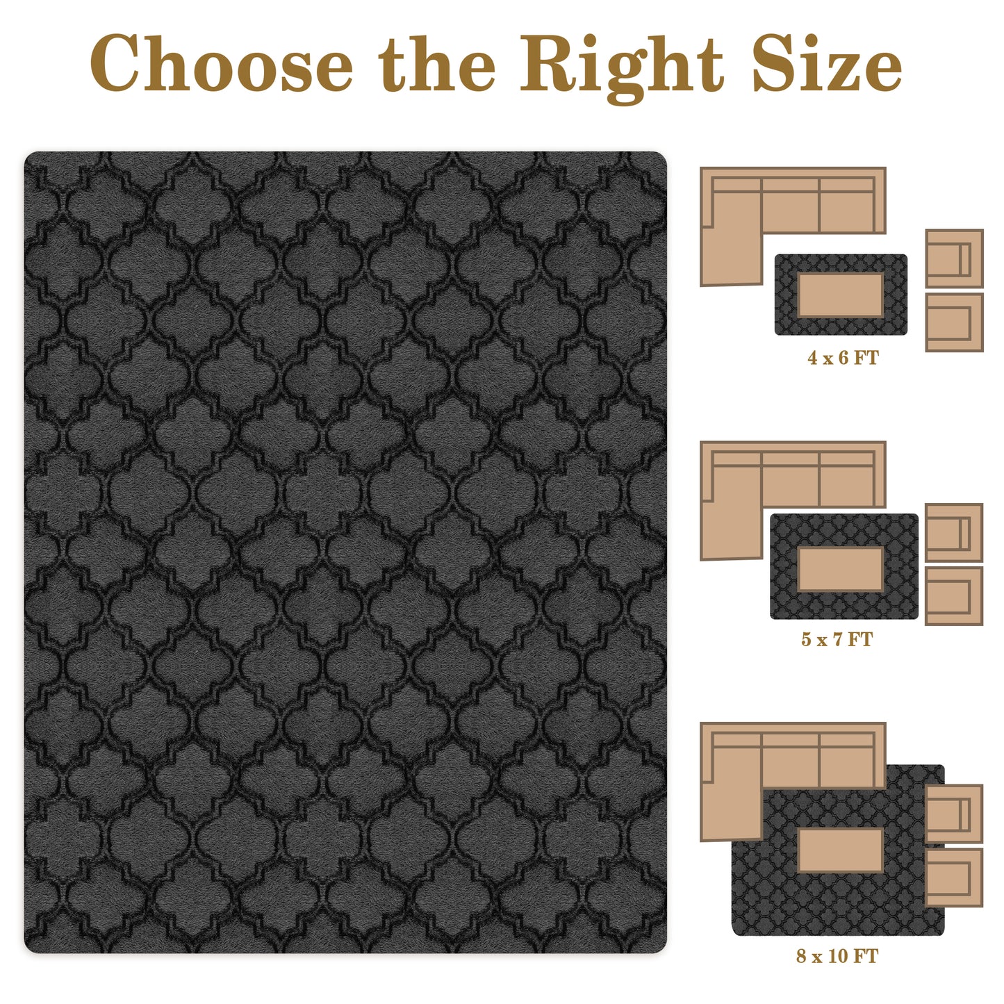 CozyDesg Area Rugs for Living Room，Black Rugs Shag Fluffy Shaggy Bedside Carpet, Large rug for Living Room Bedroom Dining Room Office Home Decor