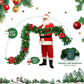Yexmas 9FT Pre-Lit Christmas Garland with LED Lights,Decorated with Red Poinsettias,Berries and Ball Ornaments,Battery Operated Xmas Garland for Mantel,Stair,Door