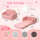 Babyeap Extra Wide Kids Chair,2-in-1 Convertible Toddler Chairs,Soft Comfy Kids Couch, Kids Sofa for Boys & Girls 3+,Pink