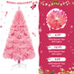Yexmas 7.5ft Pre-Lit Pink Christmas Tree,Artificial Christmas Tree with 1600 PVC Branches,450 Multicolor Lights,Metal Hinges,Xmas Tree for Home,Holiday Party Decorations
