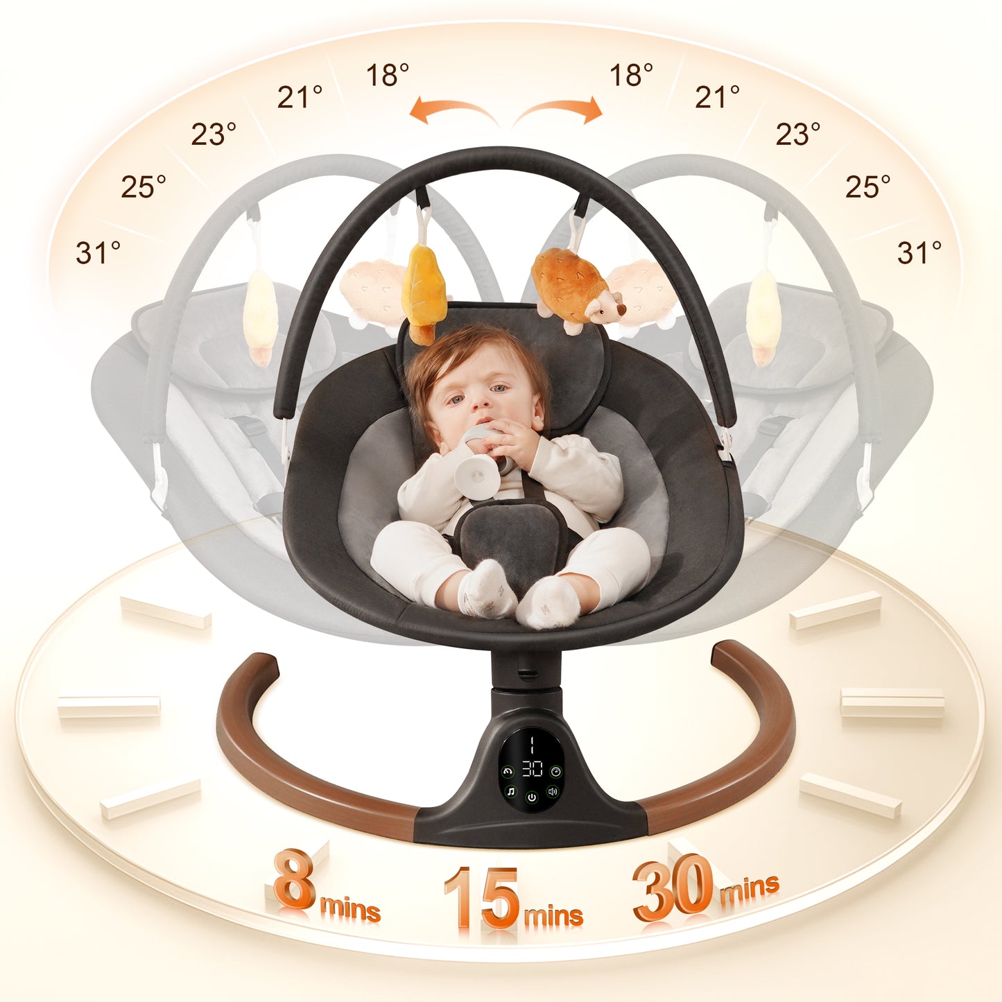 Babyeap Baby Swing for Infants, Electric Swing with 5 Sway Speed, 10 Lullabies, Black