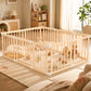 Babyeap Foldable Wooden Baby Playpen,Large Wood Play Yard for Babies and Toddlers, Baby Fence for Indoor Activity Center,71x47x23.6 Inch