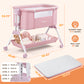 Babyeap 3-in-1 Baby Bassinet, Adjustable Bedside Sleeper with Gentle Rocking Motion, Storage Basket and Wheels for Infants, Gray