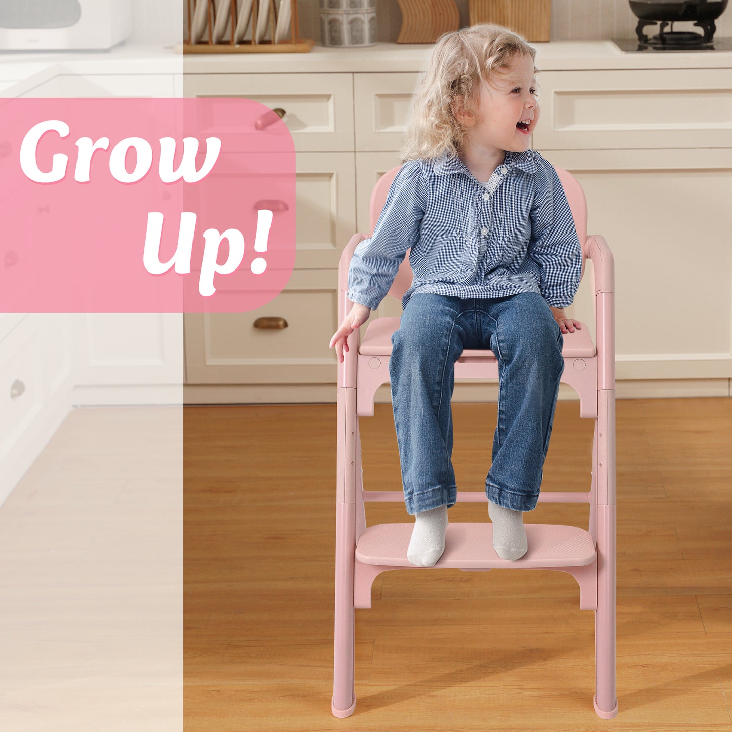 Babyeap Baby High Chair, Adjustable and Convertible Highchair for Babies and Toddlers, Foldable Design, Gray