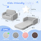 Babyeap Extra Wide Kids Chair,2-in-1 Convertible Toddler Chairs,Soft Comfy Kids Couch, Kids Sofa for Boys & Girls 3+,Light Gray