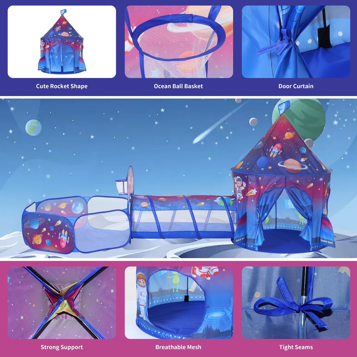 Yexmas 3 in 1 Kids Ball Pit with Play Tent and Play Tunnel, Kids Pop Up Tent for Indoor Outdoor, Toys for Boys Girls Babies Toddlers Playhouse