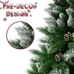 Yexmas 6ft Pre-Lit Christmas Tree, 8 Modes LED Lights, Artificial Xmas Tree with Large Storage Bag