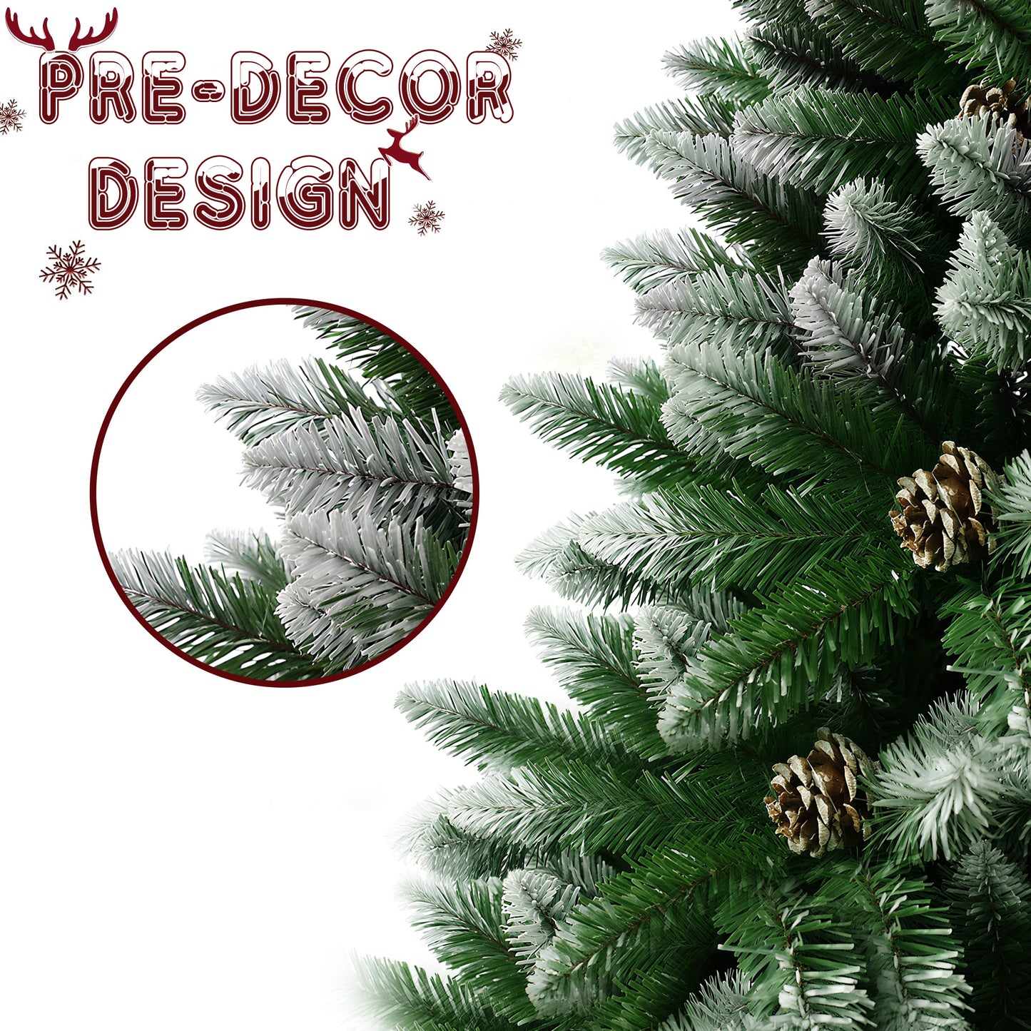 Yexmas 6ft Pre-Lit Christmas Tree, 8 Modes LED Lights, Artificial Xmas Tree with Large Storage Bag