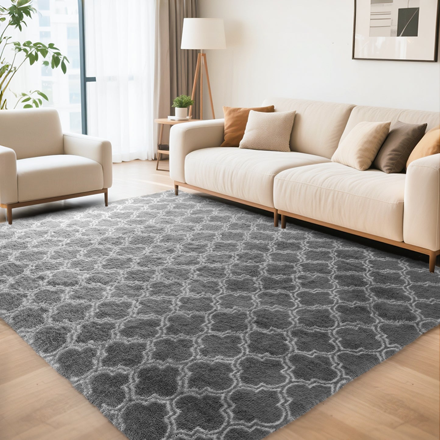 CozyDesg Area Rugs for Living Room，Black Rugs Shag Fluffy Shaggy Bedside Carpet, Large rug for Living Room Bedroom Dining Room Office Home Decor