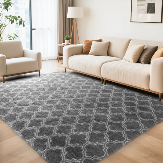 CozyDesg Area Rugs for Living Room，Black Rugs Shag Fluffy Shaggy Bedside Carpet, Large rug for Living Room Bedroom Dining Room Office Home Decor