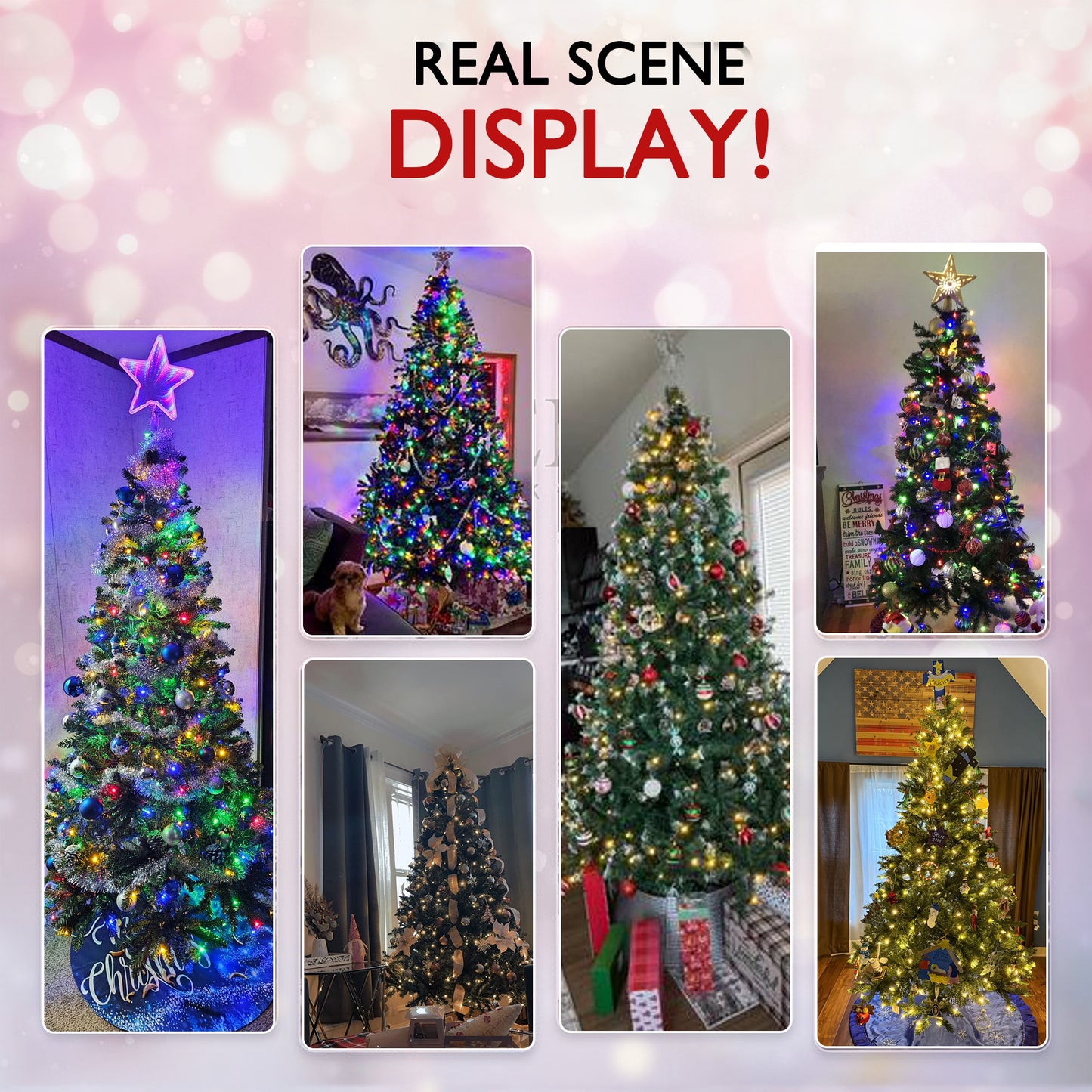 Yexmas 6ft Pre-Lit Green Christmas Tree, 11 Modes Colored LED Lights, Artificial Xmas Tree with Large Storage Bag