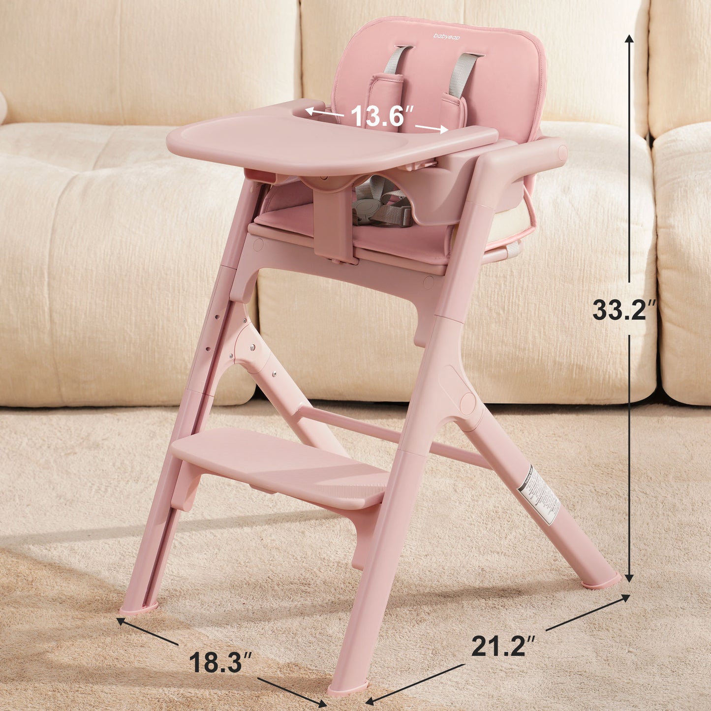 Babyeap Baby High Chair, Adjustable and Convertible Highchair for Babies and Toddlers, Foldable Design, Gray