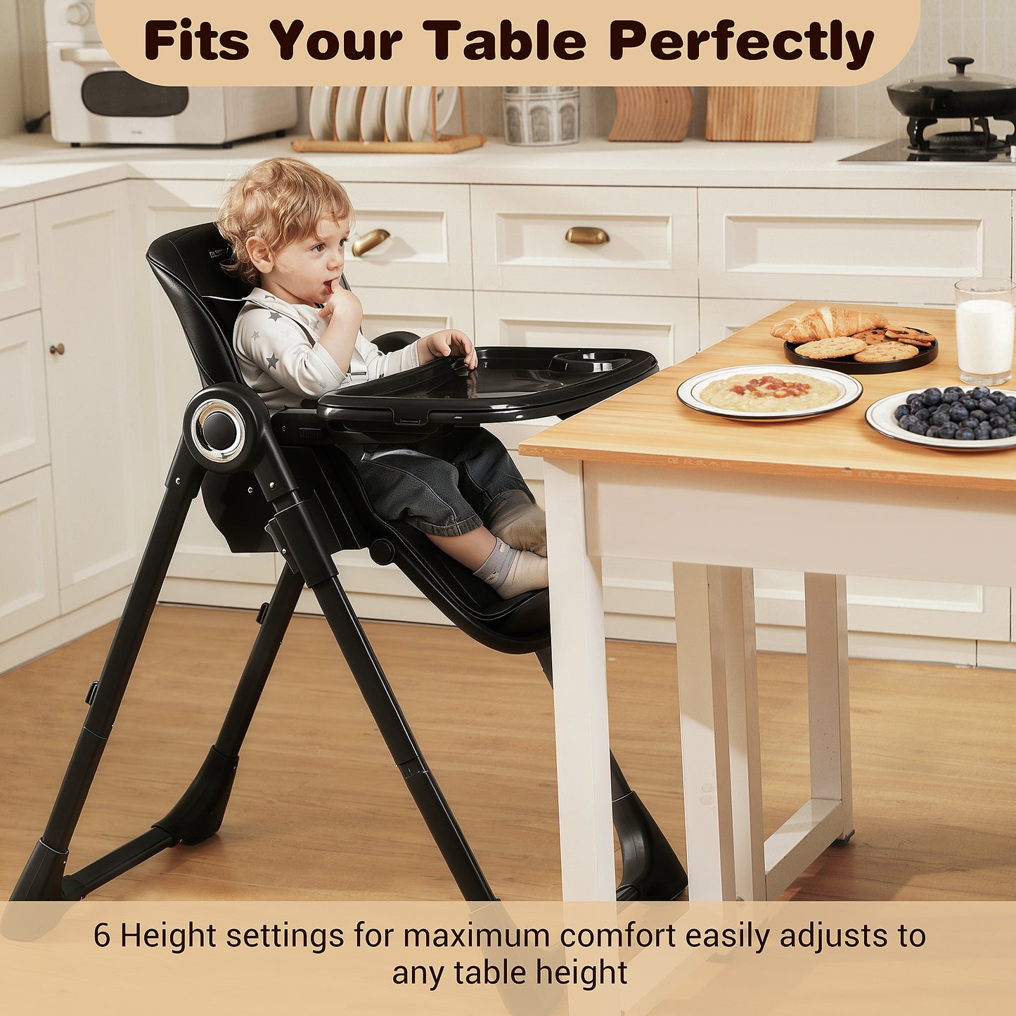 Babyeap Baby High Chair, Convertible Adjustable Feeding Chair with Removable Double Tray, Adjustable & Foldable Design Converts to Toddler Chair, for Babies & Toddlers,Gray