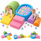Yexmas 6-Piece Climbing Toys for Toddlers, Soft Foam Climbing Blocks with Ball Pit, Indoor Soft Play Set, Climb and Crawl Activity Play Gym Blocks for Boys Girls