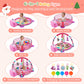 Babyeap Baby Play Gym Mat,Baby Play Activity Mat with 5 Detachable Toys and 30Ocean Ball,Newborn Infant Baby Essentials Gift,Pink