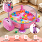Babyeap Baby Play Gym Mat,Baby Play Activity Mat with 5 Detachable Toys and 30Ocean Ball,Newborn Infant Baby Essentials Gift,Pink