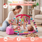 Babyeap Baby Play Gym Mat,Baby Play Activity Mat with 5 Detachable Toys and 30Ocean Ball,Newborn Infant Baby Essentials Gift,Pink