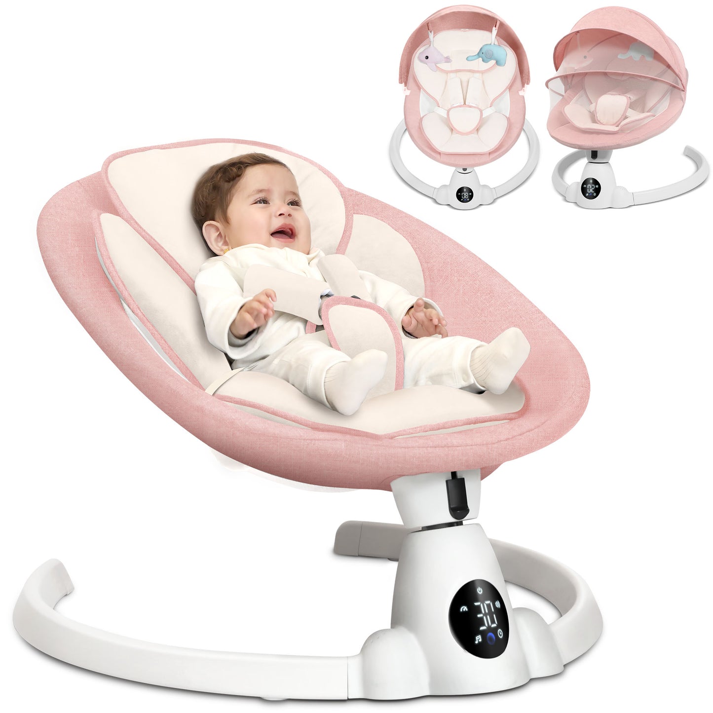 Babyeap Baby Swing for Infants - Smart Electric Swing with Bluetooth Control 5-point Harness,5 Sway Speed,10 Lullabies(Gray)