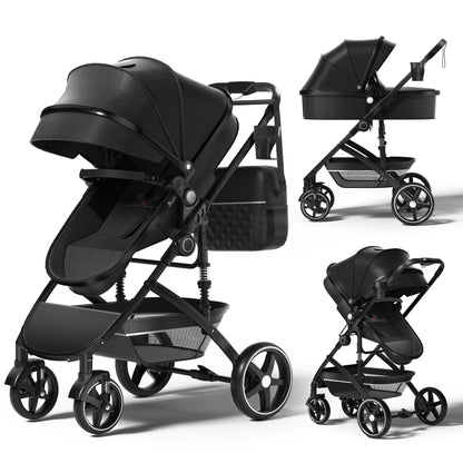 babyeap 2 in 1 Baby Stroller,Foldable Lightweight Carriage Reversible Bassinet Pram for Toddler,Travel Stroller with with Cup Holder、Storage Bag